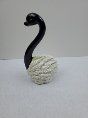 Vintage Swan Figurine Crowing Touch Collection   Paperweight Black and white