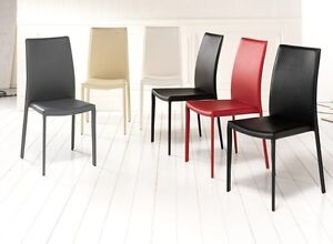 sedie in ecopelle bianche nere o rosse set di 6 pezzi ebay
