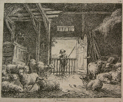 J. W. MECHAU `IM SCHAFSTALL; HIRTE, AUS 12 KL. LANDSCHAFTEN´ N. 31-44, 1773