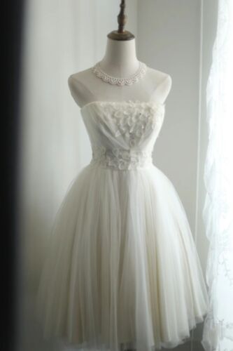 Short Wedding Dresses Sweetheart Sleeveless Vintage 1950s 60s Mini Bridal Gowns - Picture 3 of 11
