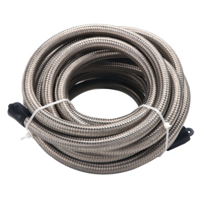 LokoCar 8AN Fuel line Hose 1/2'' Braided Stainless Steel Oil Gas CPE 20FT Silver
