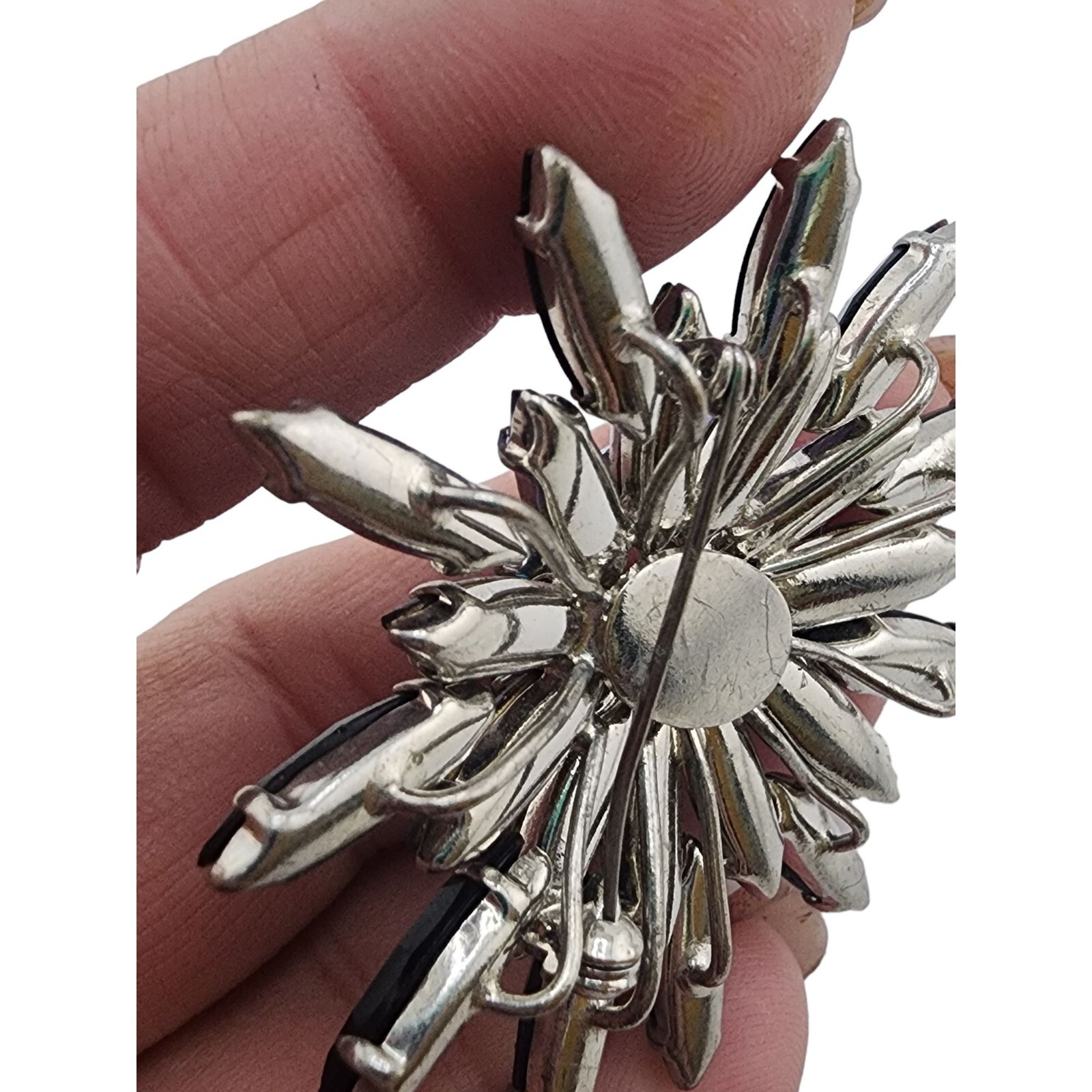 Vintage Unsigned Unique Construction Layered Rhin… - image 4