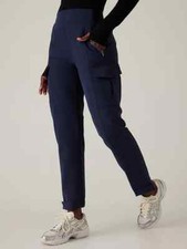 Athleta 2P XSP Endless Cargo High Rise Pant, Navy Elastic Waist Pants NWT