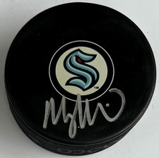 Morgan Geekie Autographed Signed SEATTLE KRAKEN Hockey Puck Beckett BAS