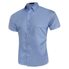 Mens Casual Short Sleeve Shirts Formal Slim Fit Dress Shirt Top Summer T Shirt