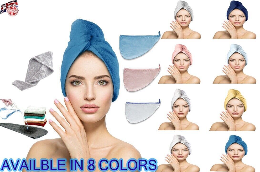 Hair Towel 100% COTTON TURBAN TOWEL WRAP QUICK DRY for Curly Long