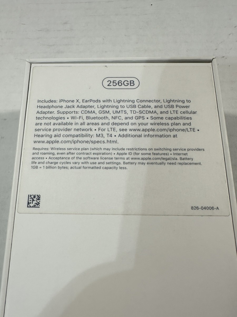 Apple iPhone X - 256GB - Silver - BOX ONLY - w/Booklet and Apple iPhone X - 256GB - Silver - BOX ONLY - w/Booklet and