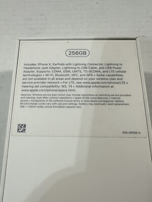 Apple iPhone X - 256GB - Silver - BOX ONLY - w/Booklet and Apple iPhone X - 256GB - Silver - BOX ONLY - w/Booklet and