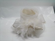 Vintage White Church Derby Fascinator Hat Feathers Tulle Sinamay - Good