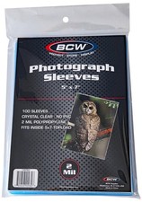 100 BCW 5x7 Inch Premium Soft Sleeves Photo Storage Acid Free Clear Poly 2 mil