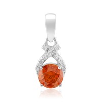 Cavill SilberanhäNger 925 Rhodiniert Kreuz Sphalerit 1,0Ct Zirkon Orange