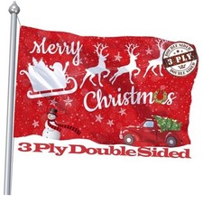 Christmas Flags 3x5 Outdoor, 3 Ply Large Merry Christmas 3Ply Deer Car Flag