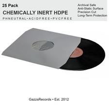 25 12" Inch Poly Lined Vinyl Record Inner Sleeves Anti-Static White Paper HDPE