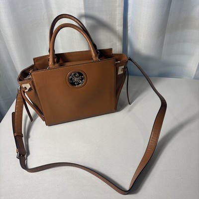 Guess Open Road Society Satchel Shoulder Bag Cognac/Brown Color Logo Crossbody