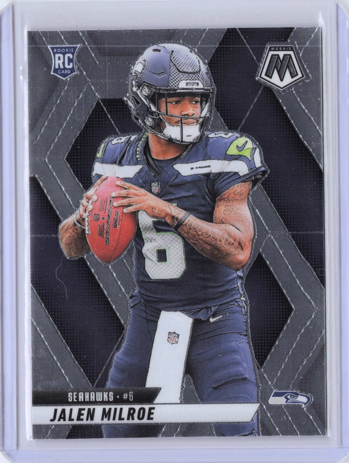 Jalen Milroe Rookie Silver RC | 2025 Panini Mosaic | #322 Seattle Seahawks
