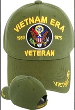 Vietnam Era Veteran, Army Emblem, Vietnam Veteran on bill, green hat