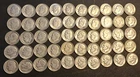 Roosevelt Silver Dime UNPICKED roll 50 coins Lot 1940s 1950s 1960s Not Junk L2
