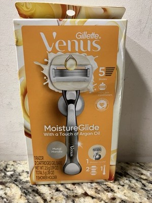Venus Moistureglide Women's Razor Handle 2 Blade Refills + Shower Holder