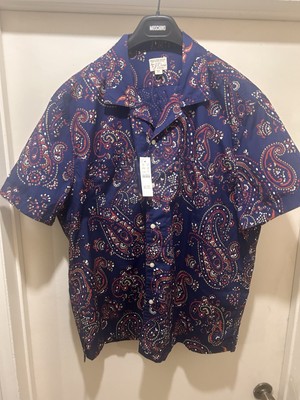 J Crew Paisley Camp Shirt Blue NEW Mens Size XL Secret Wash Pockets Cotton NWT
