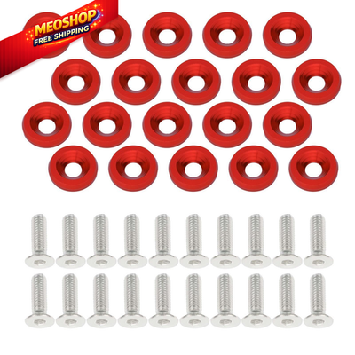 #ad 20PCS M6×20mm CNC Aluminum Washer and Bolt Kit – 6 Color Engine Bay M6 Red $18.69