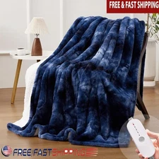 Electric Heated Blanket Plush Soft Rapid Heating Auto Shutoff Washable Cozy New