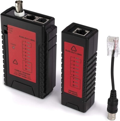 Universal Network Cable Tester Tool, BNC, RJ45, RJ11 (3-in-1) Multi-Tester Black