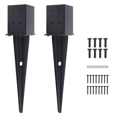 2 Pcs 4x4 Fence Post Anchor 3.6x3.6 Ground Spike 22in Heavy Duty Black