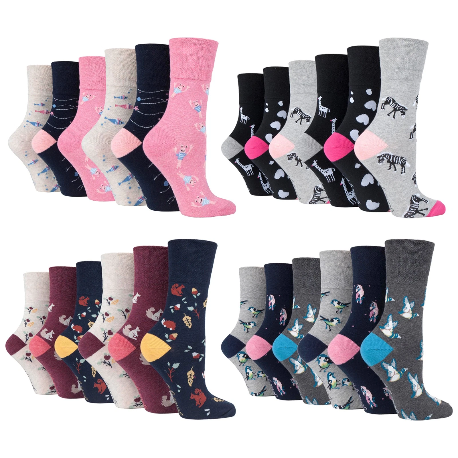Womens Non Elastic Socks by Sock Shop Gentle Grip - 6 Pack Cotton Soft Top Socks