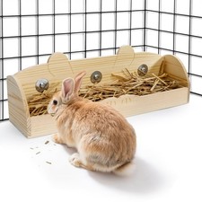 Hedume Rabbit Hay Feeder, Wooden Bunny Food Feeding original wooden colour