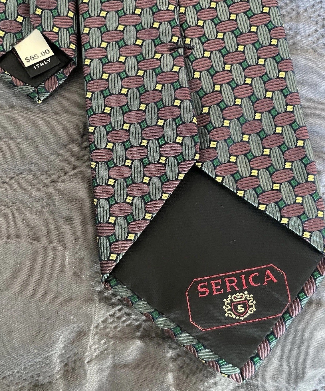 Serica Geometric Pattern Silk Tie - image 4