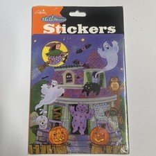Vintage 1992 Gibson Halloween Sticker 5 Sheets Haunted House NIP Hallmark Retro