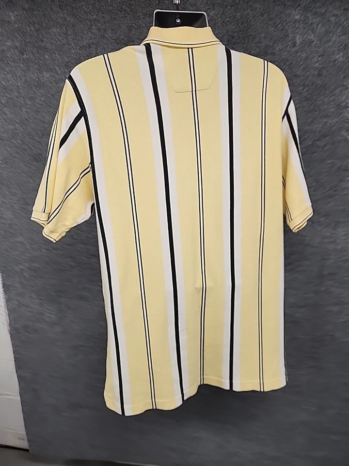 Trader Bay Polo Shirt Men's XL Yellow Stripe Short Sleeve 100% Cotton Preppy - Image 3 of 4