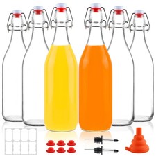 6 Pack 1 Liter Swing Top Glass Bottles, 33oz Brewing Bottles  Flip Top Bottles