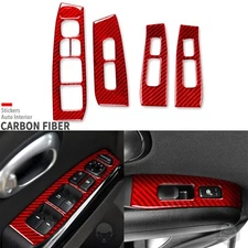 5Pcs Red Carbon Fiber Interior Window Lift Switch Panel Trim For Kia Soul 14-19