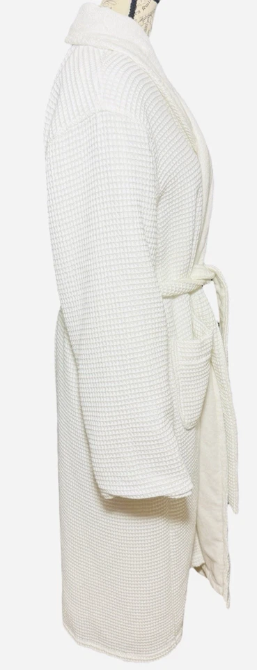 Pottery Barn вафельное плетение курортный халат средний белый плюшевый люкс спа длинный - Изображение 4 из 4