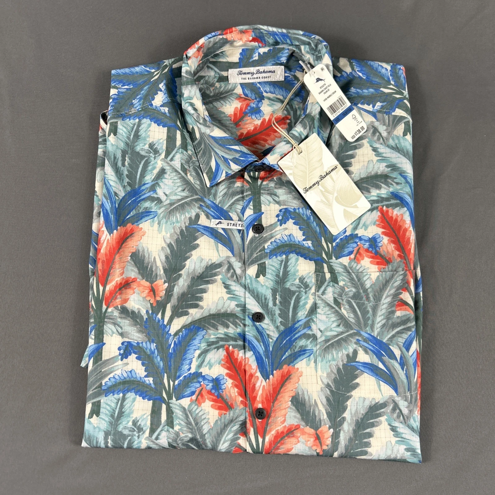 Tommy Bahama Sport Shirt Villa Palms Print SS XLB Multicolor NWT MSRP $138