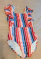 Cat Jack Girls One Piece Swimsuit Multi Color Stripes XS 4/5