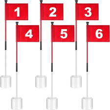 6 Golf Flagstick Set, Putting Green Flags with Hole Cup