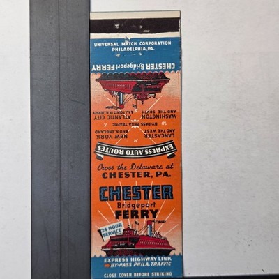 Chester Bridgeport Ferry Chester PA Vintage 1940s Express Auto Routes Matchbook