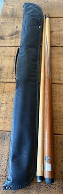 Vintage zweiteiliges Stuart Surridge Pool Snooker Queue, mit Softcase, Ende 70er
