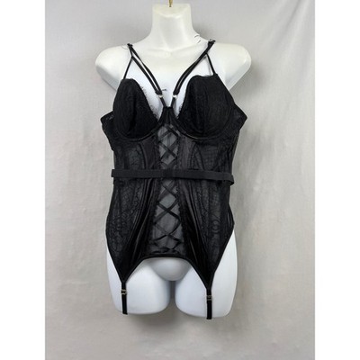 Shirley of Hollywood Corset Lingerie Womens 2XL Black Excellent Lace Up SS785