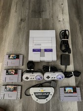 Original Super Nintendo Bundle w 4 Games Mario Kart and more Super 5 play.