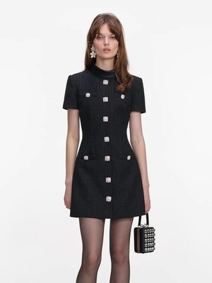 Self-Portrait Dress Black Bow Short A-line Dress Womens