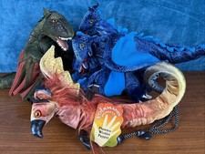 Lot of 4 Folkmanis: Two 3-Headed Dragon Hand Puppets, Phoenix Wristlet, Dragon