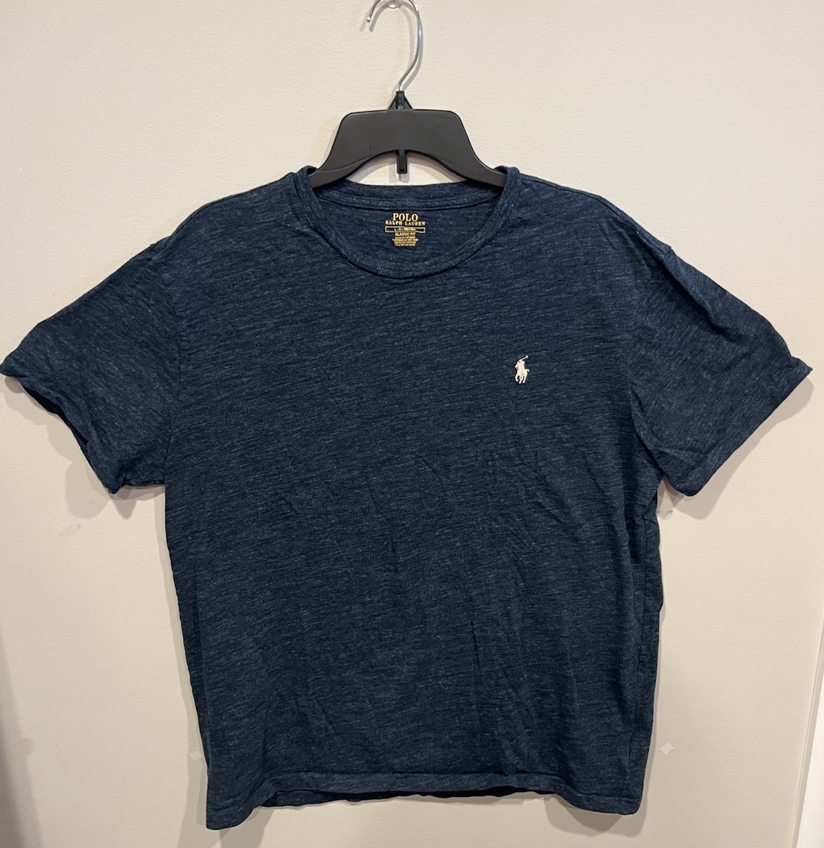 Polo Ralph Lauren t shirt uomo L blu erica girocollo manica corta bianco pony