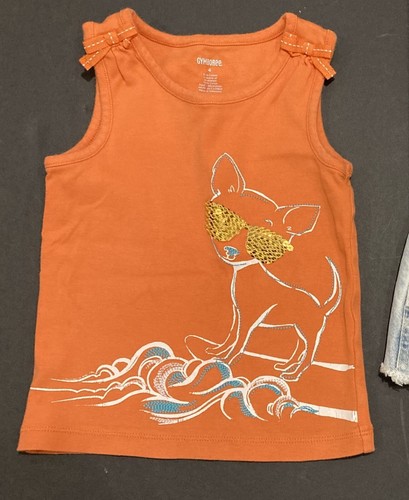 Girl's Gymboree & Gap Outfit Size 4 - Surfing Puppy Top w/Jean Shorts EUC - Picture 2 of 7