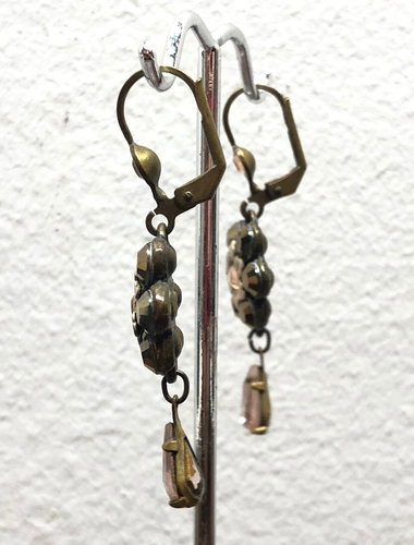 Michal Negrin Ohrringe Pfirsich Beige Blumen und Rosa Swarovski Kristall Israel - Bild 10 von 11