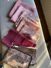 Vintage Japanese kimono silk fabric - Craft Bundle  - Pinks And Purples