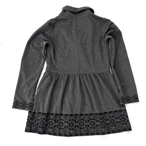 Fever Size S Jacket Fit Flare Round Collar Button Front Grey Long Sleeves - Picture 2 of 11