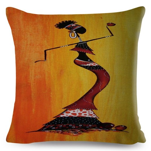 Orange Abstract Painting Africa life Collection African Woman Home Decor Pillow - Picture 14 of 38